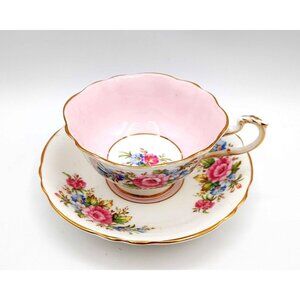 Paragon Vintage Double Warrant White Pink Floral Bone China Teacup And Saucer